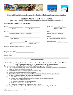 Dogwood District Authority Awards Scholarship Application