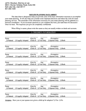 Estate Planning Data Sheet