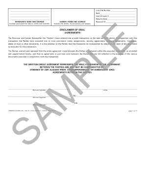 Disclaimer of Oral Agreements