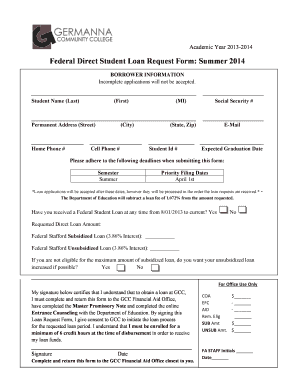 Federal Direct Student Loan Request Form