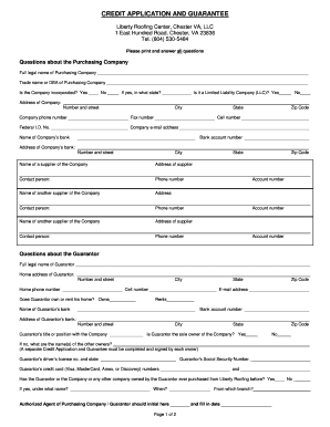 Credit Application and Guarantee