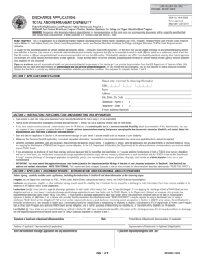 Total and Permanent Disability Discharge Application