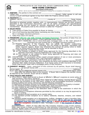 Texas Real Estate Sales Contract