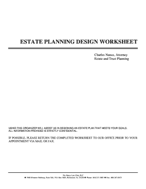Estate Planning Design Worksheet