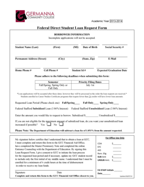 Federal Direct Student Loan Request Form