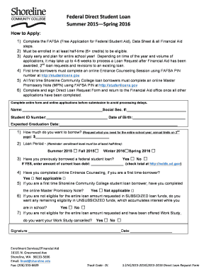 Federal Direct Student Loan Request Form