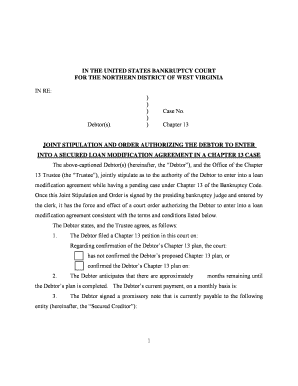 Joint Stipulation and Order for Loan Modification in Chapter 13
