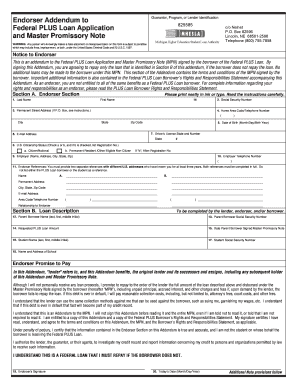 Federal PLUS Loan Endorser Addendum