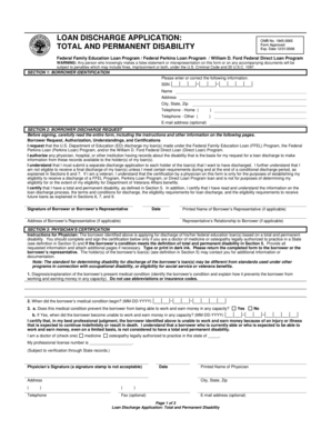 Loan Discharge Application: Total and Permanent Disability