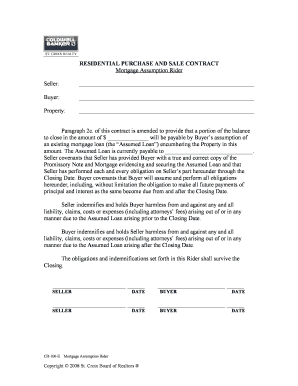 Residential Purchase and Sale Contract with Mortgage Assumption Rider