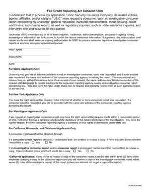 Fair Credit Reporting Act Consent Form