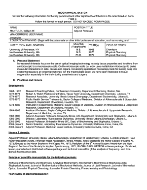 Biographical Sketch Form