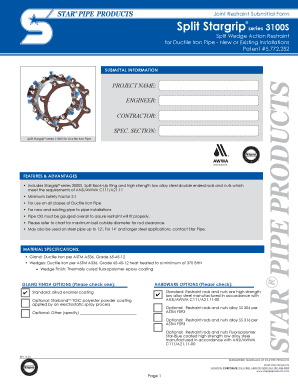 Joint Restraint Submittal Form