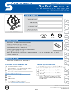 Joint Restraint Submittal Form