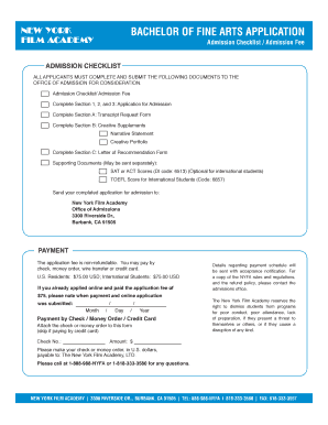 New York Film Academy BFA Application