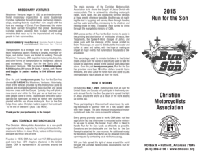 Christian Motorcyclists Association Run for the Son Donation Form