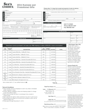 See's Candies Business and Promotional Gifts Order Form