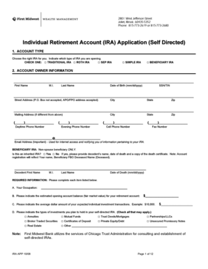 Self Directed Individual Retirement Account Application