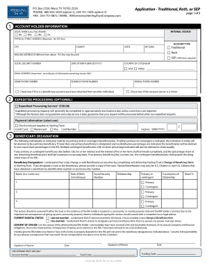 Sterling Trust Self-Directed IRA Application
