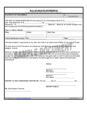 Bill of Sale of Automobile