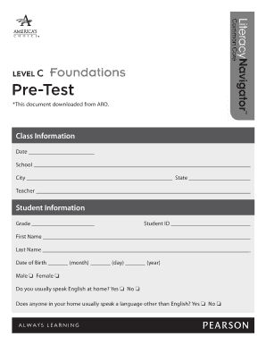Literacy Navigator Pre-Test Form