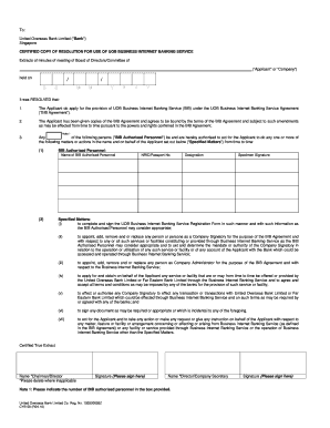UOB Business Internet Banking Resolution
