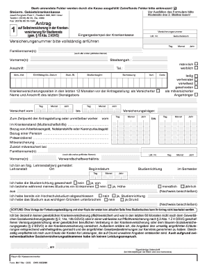 Antrag auf Selbstversicherung in der Krankenversicherung für Studierende