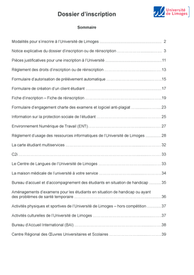 Dossier d’inscription