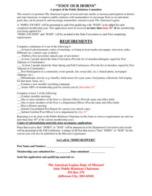 American Legion Horn Award Application