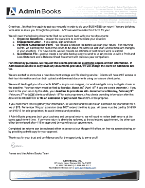 Business Tax Return Organizer