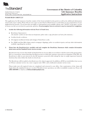 District of Columbia Life Insurance Benefits Claim Form