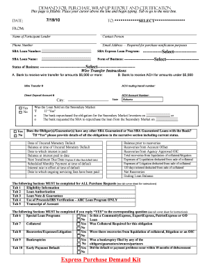 SBA Express Loan Purchase Demand and Wrap-Up Report