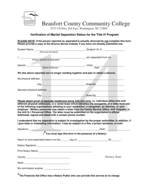 Verification of Marital Separation Status for the Title IV Program - beaufortccc