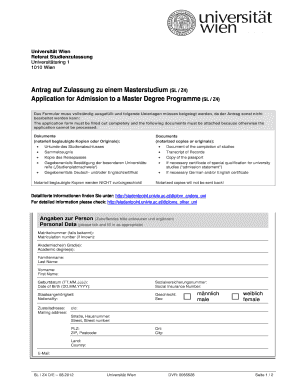 Application for Admission to a Master Degree Programme
