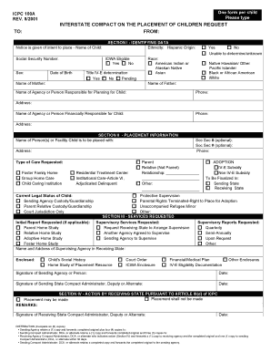 Interstate Compact on the Placement of Children Request Form