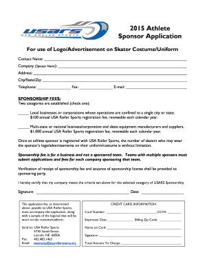 2015 Annual Athlete Sponsor Application