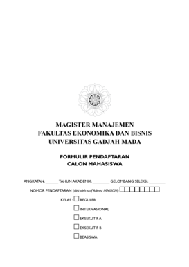University of Gadjah Mada Master's Program Application Form