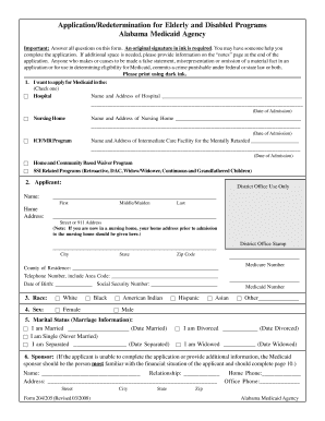 Alabama Medicaid Application for Elderly and Disabled