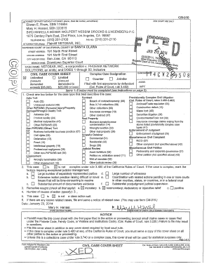 California Civil Case Cover Sheet