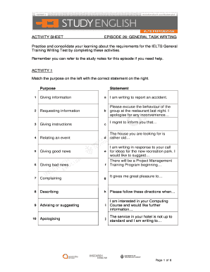 IELTS General Training Writing Activity Sheet