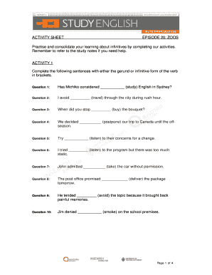 English Grammar Activity Sheet