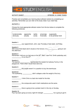 Activity Sheet Episode 12: Cane Toads