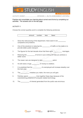 IELTS Assessment Criteria Activity Sheet