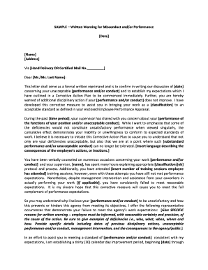 Written Warning for Misconduct and/or Performance