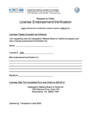 California License Endorsement Request Form