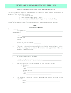 Probate and Administration Information Form