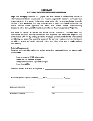 Electronic Data Transmission Authorization for Mortgage Loan