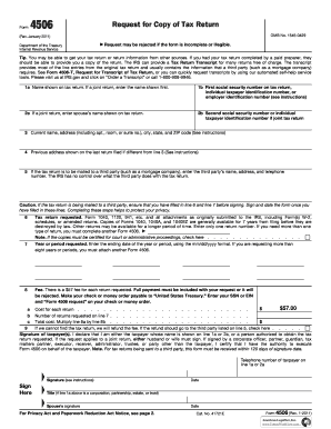 IRS Form 4506 Request for Copy of Tax Return
