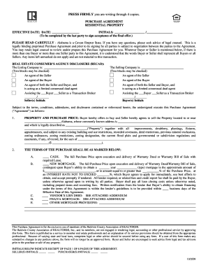 Alabama Residential Property Purchase Agreement