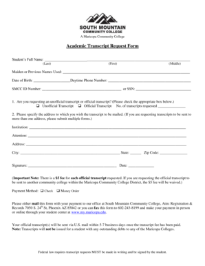Academic Transcript Request Form